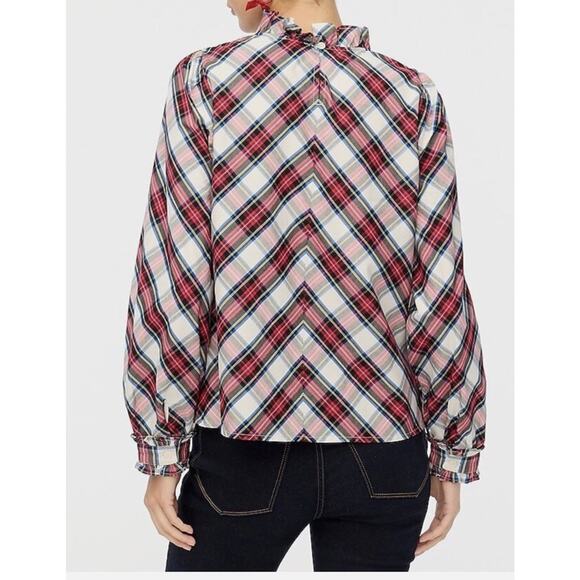 J. Crew Factory Cotton-blend poplin ruffleneck top Womens Size Small - Picture 3 of 11